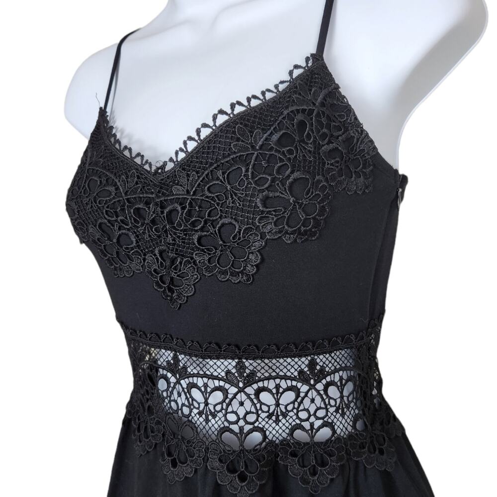 TopShop Black Lace Crochet Insert Sundress Size 4 - Picture 2 of 10